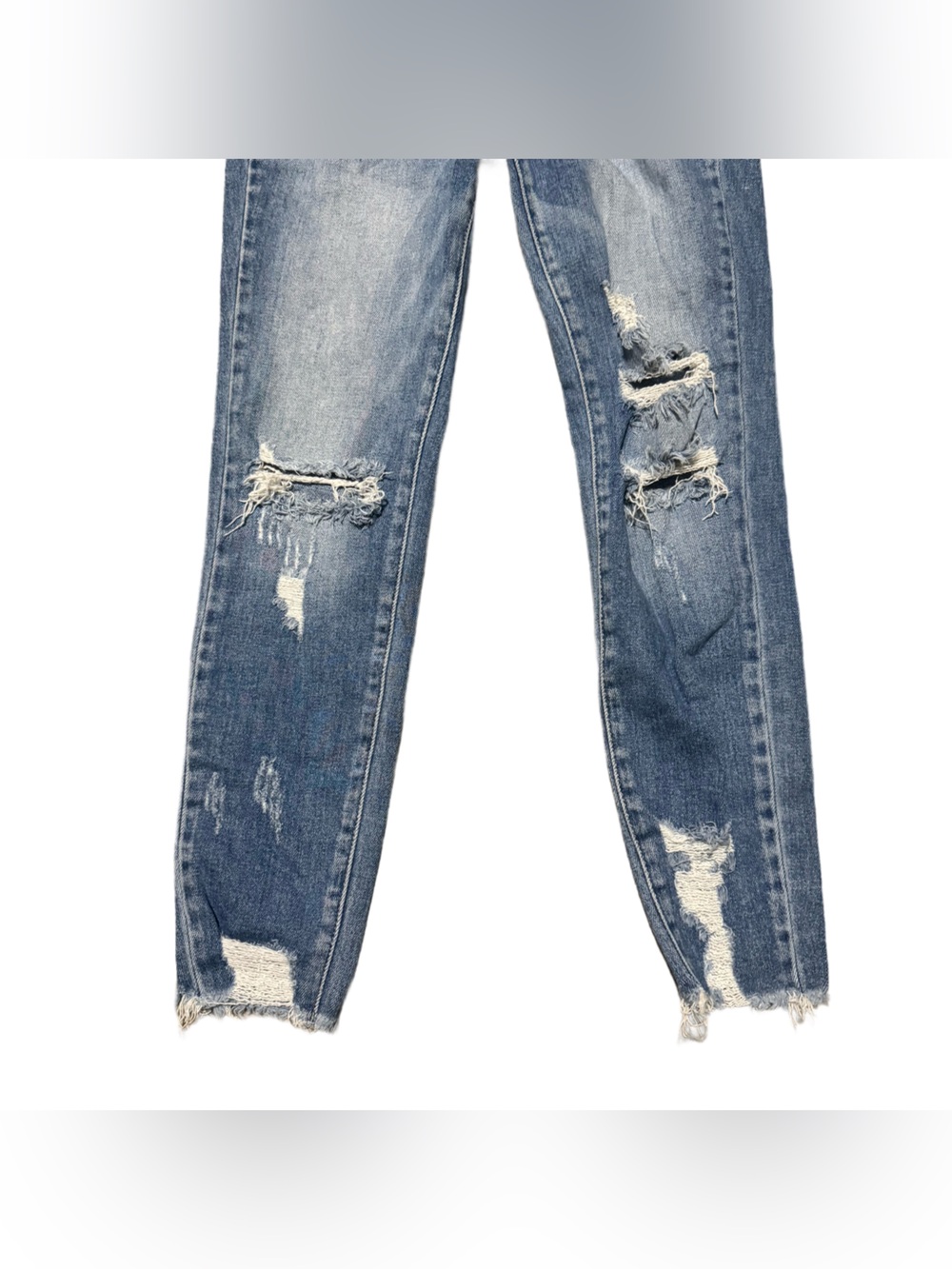 KanCan High Waisted Distressed Jeans Women's 26 Light Wash Denim Faded Stretch - Picture 4 of 6